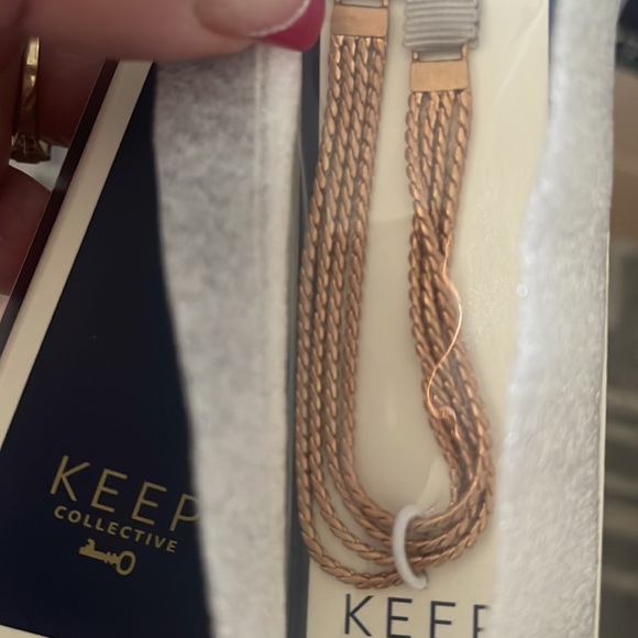 Keep Collective Grosgrain & Multi Chain Necklace Rose Gold/Grey NWT - Picture 2 of 5